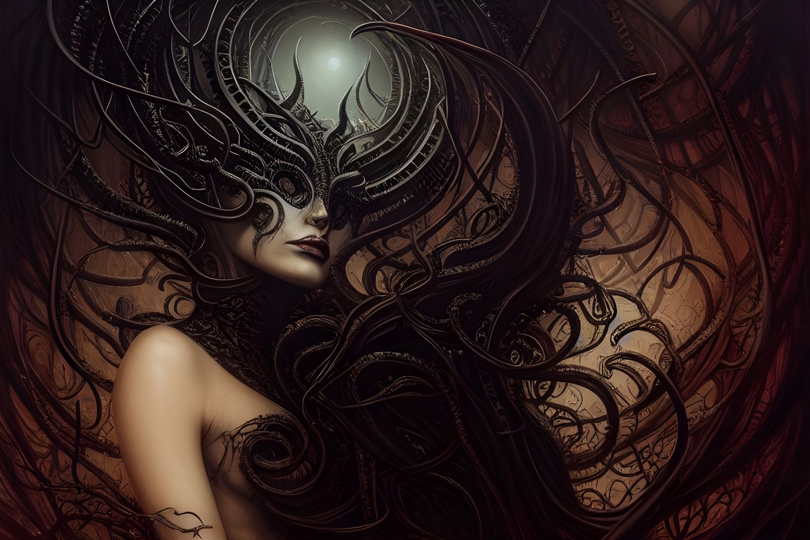 Intricate, sinister, Elegant, Digital, Scenic, Masks of Nyarlathotep