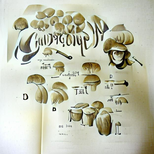 Mushroom guide copperplate illustration