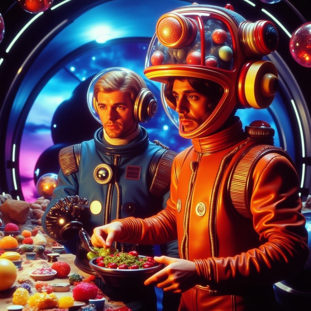 <lora:Candy Cosmos Flux:1.0>
1970s sci-fi movie scene, Candy Cosmos