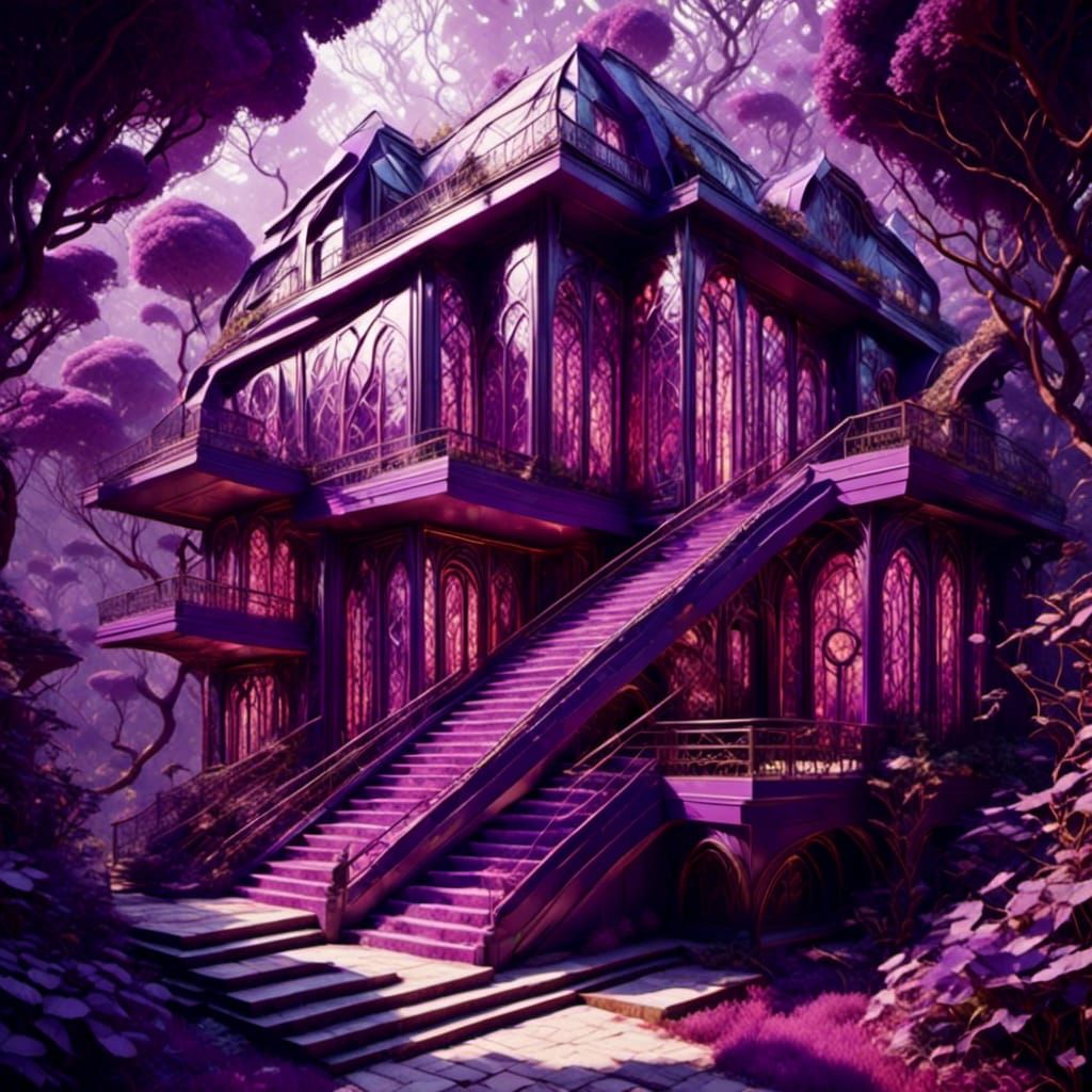 Futuristic House in Geometric Fauvism Style