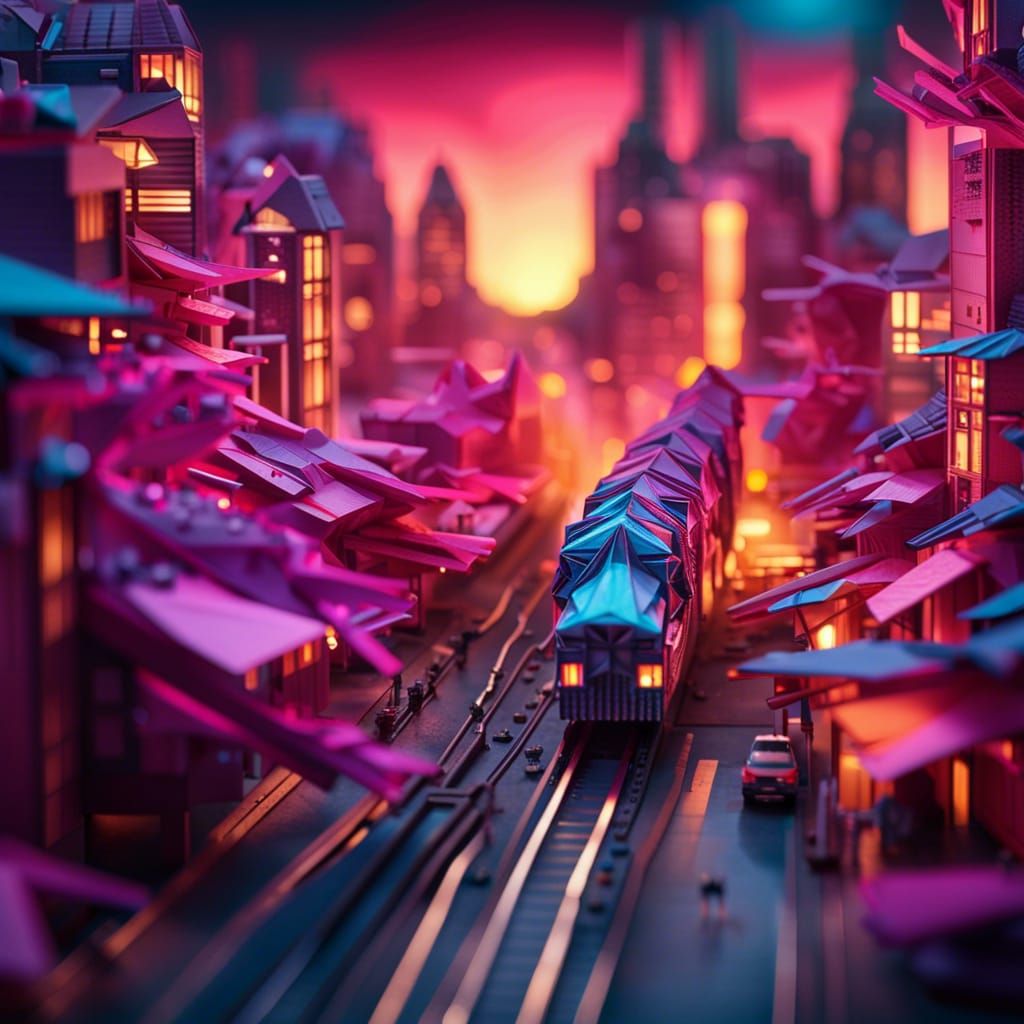 Cyberpunk Origami Tokyo  by @mathy_art_girl_305