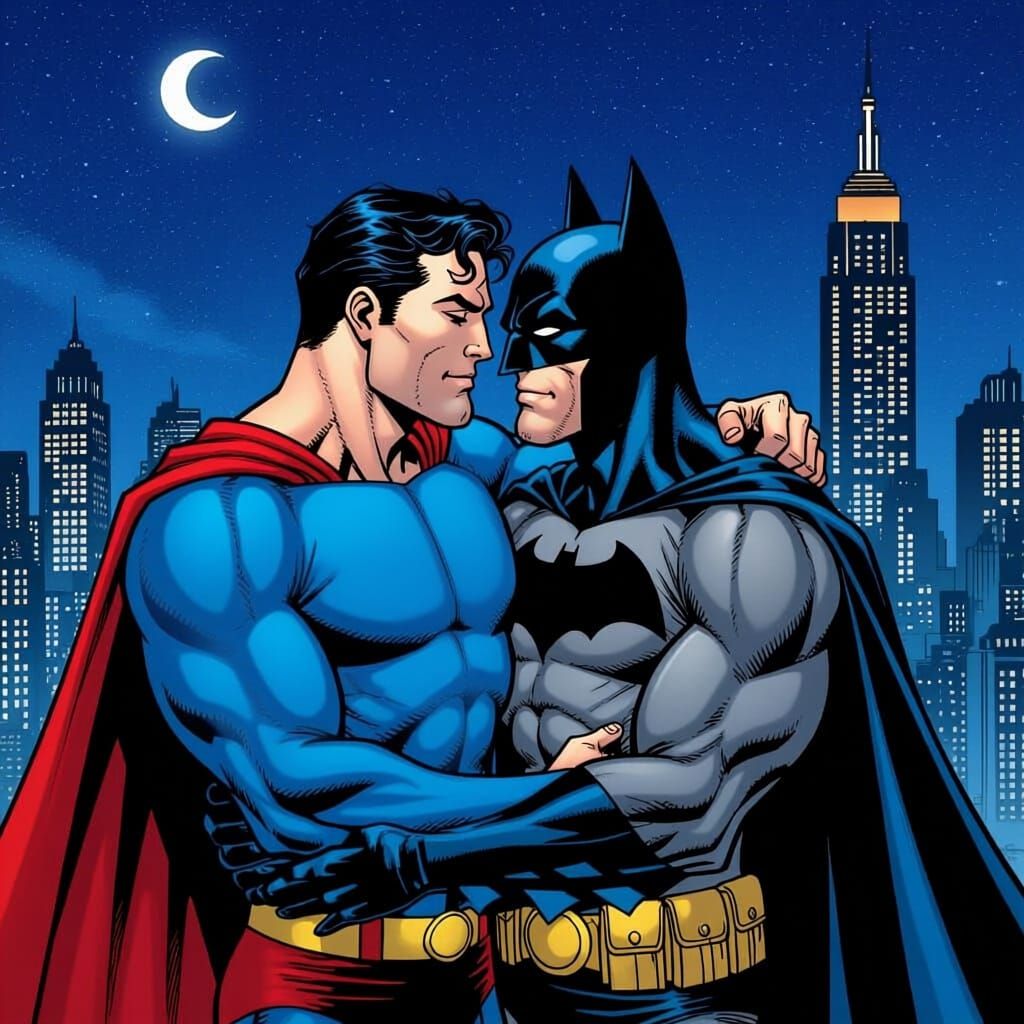 superman kissing batman