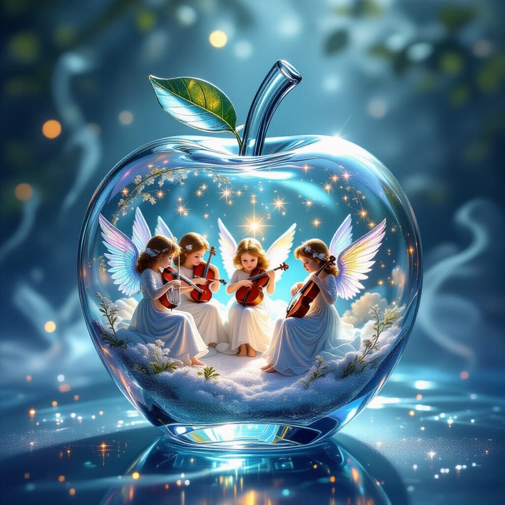 Miniature World of Angels Playing Accordions Inside Crystal ...