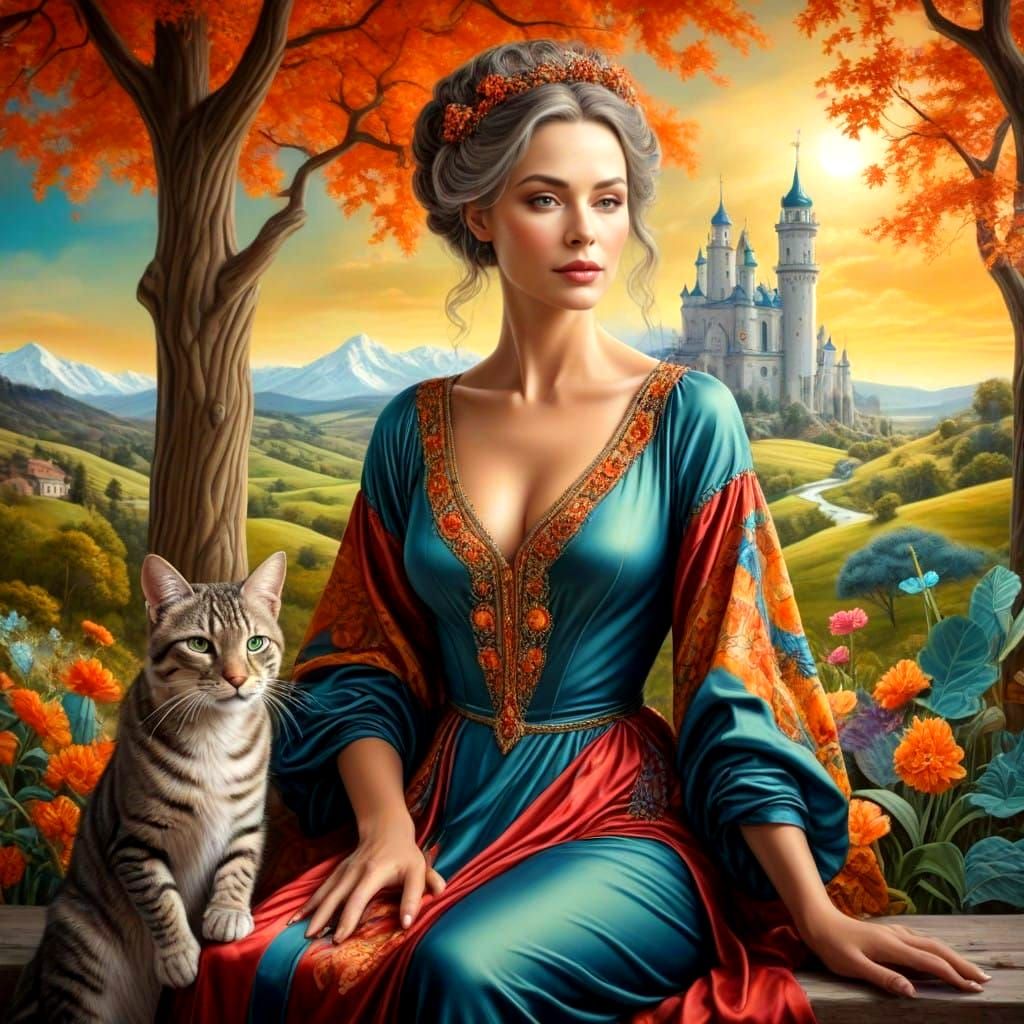 Elegant Lady in Vibrant Surreal Surroundings