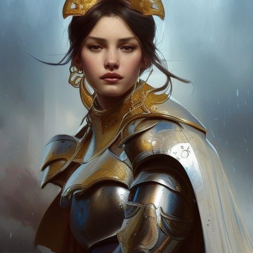 beautiful female knight, hyperrealistic
