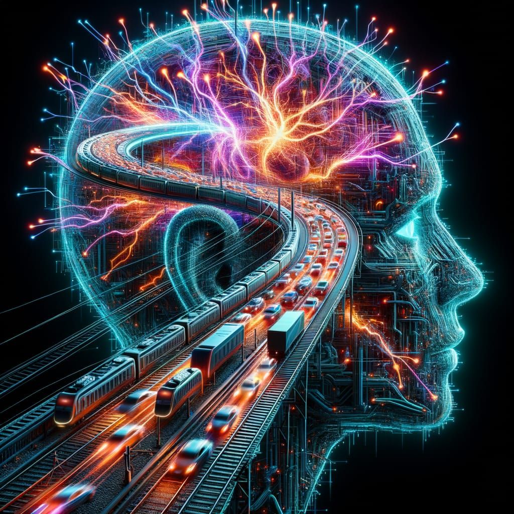 90% @gullyDJ prompt =) Electricity head made of synapses firing cyborg double exposure of electricity cyberpunk 2099 bla...