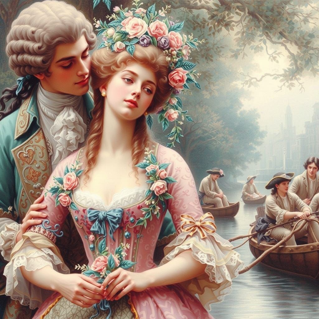 Romantic 18th Century Lovers in Elegant Attire