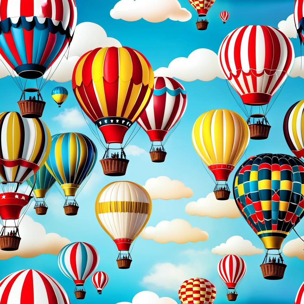 whimsical scene of an (upside down:1.5) Hot air balloons