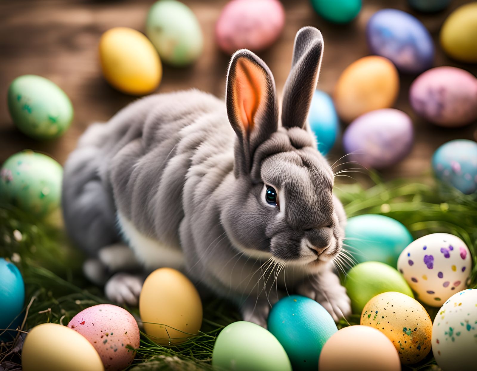 Bunny with easter eggs