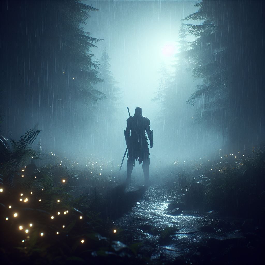 A forest in the mist