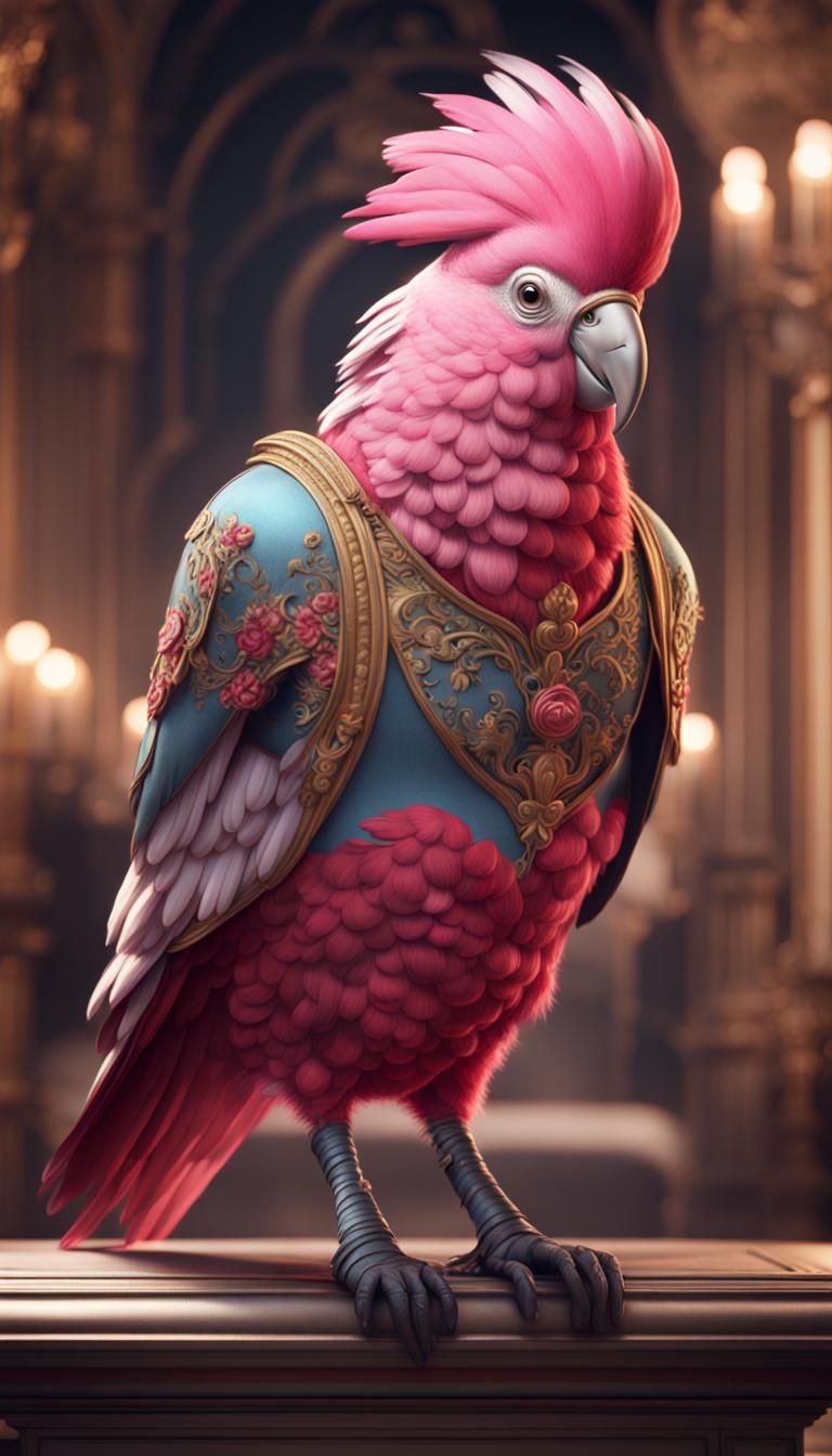 a cartoon galah dressed for gala ball