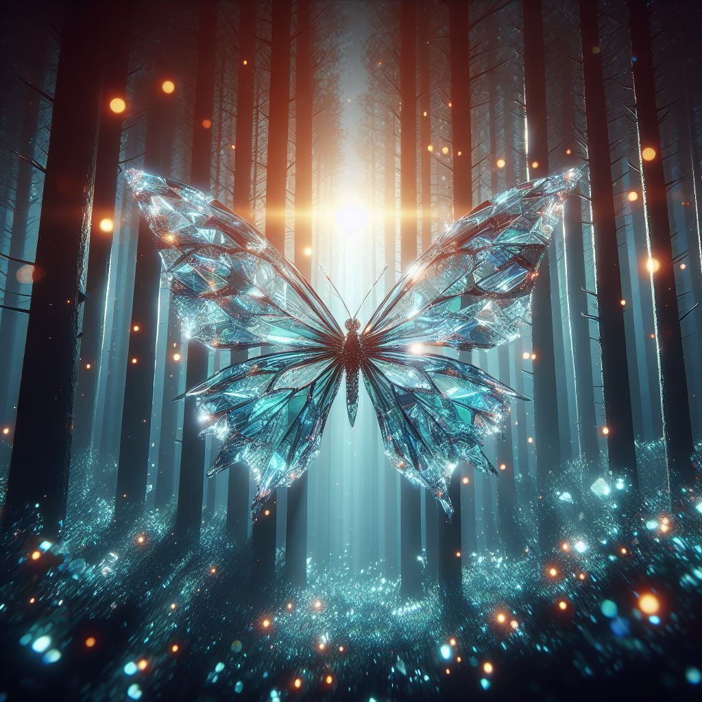 a butterfly made with glass