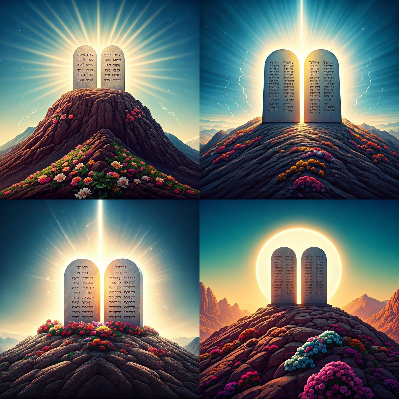 Mount Sinai with Ten Commandments in Light
