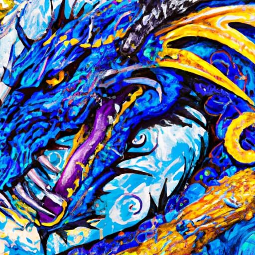 detailed mystical blue and gold dragon - AI Generated Artwork ...