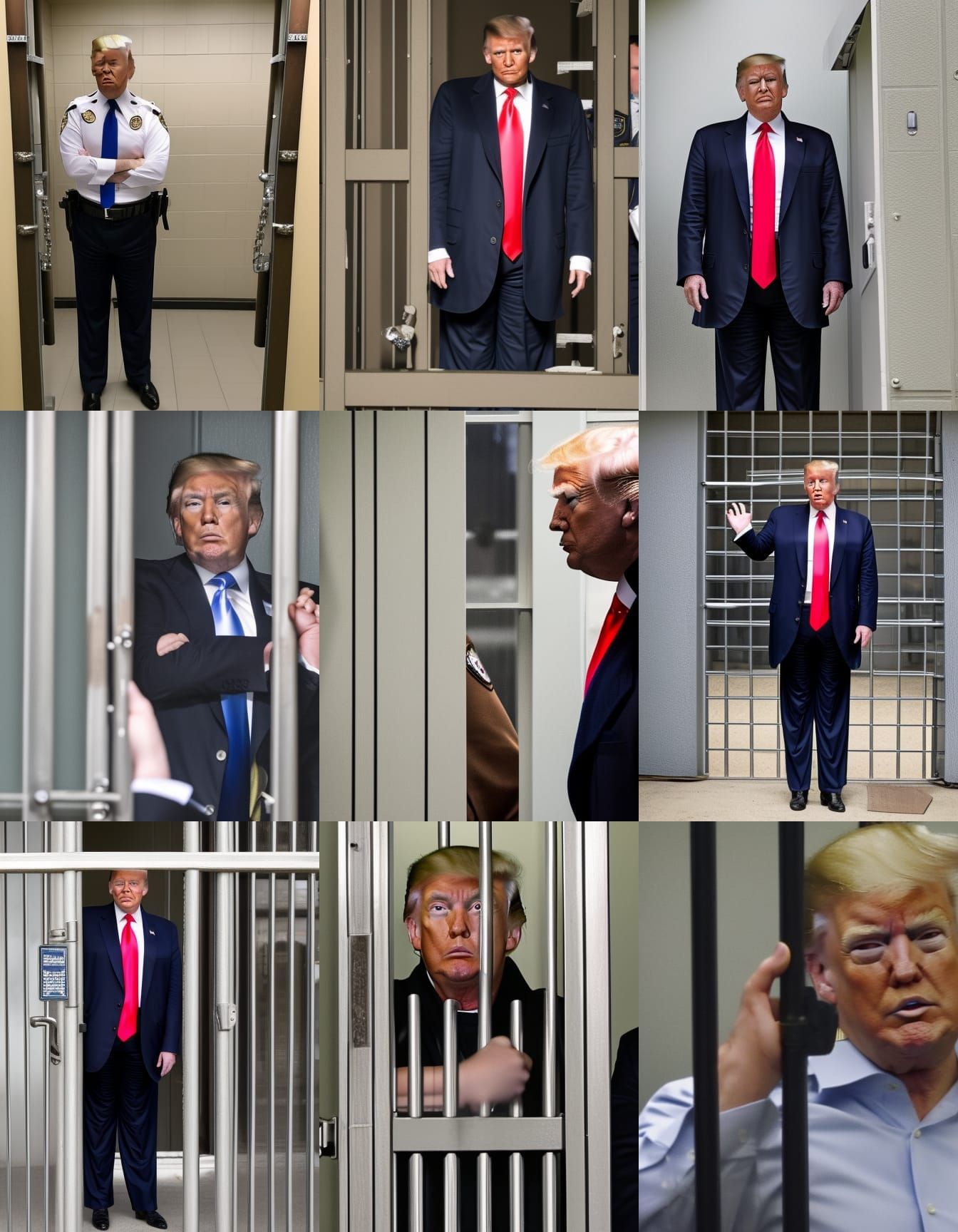 President Donald Trump looking stupid in hand cuffs standing in front ...