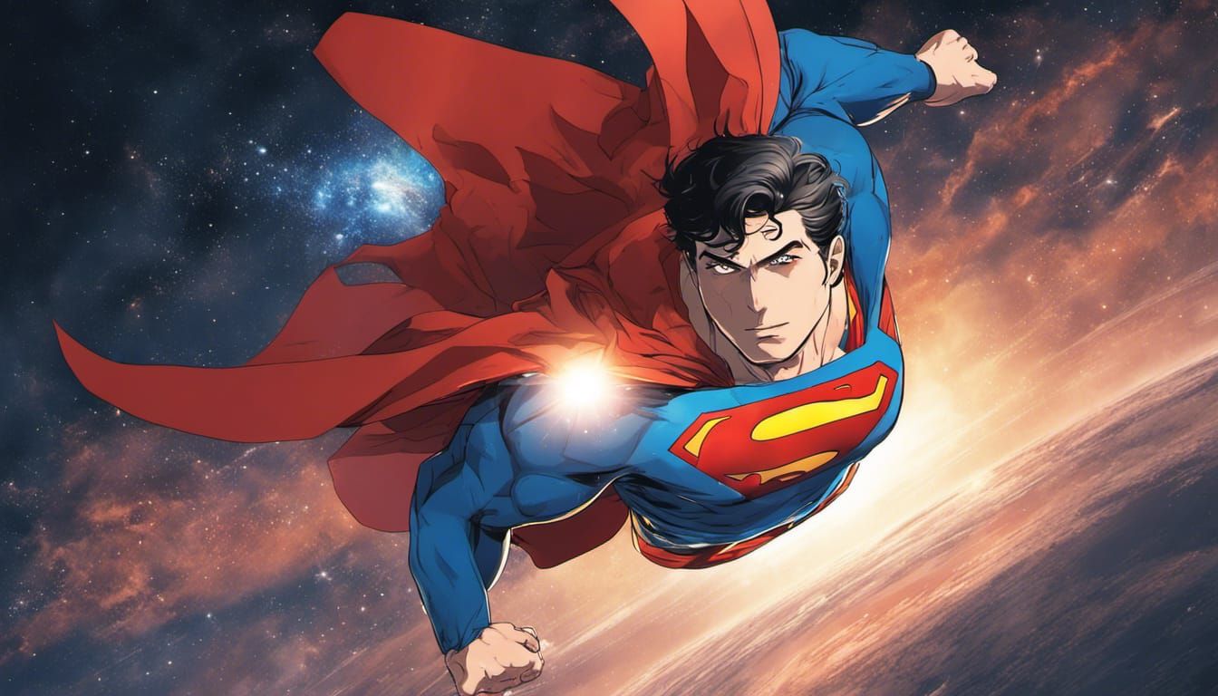 Superman Flying In Space Absorbing Sun Light - Ai Generated Artwork 