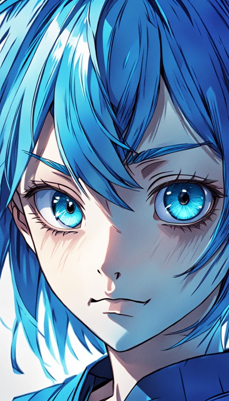 Vibrant Anime Portrait in Digital Pencil Style