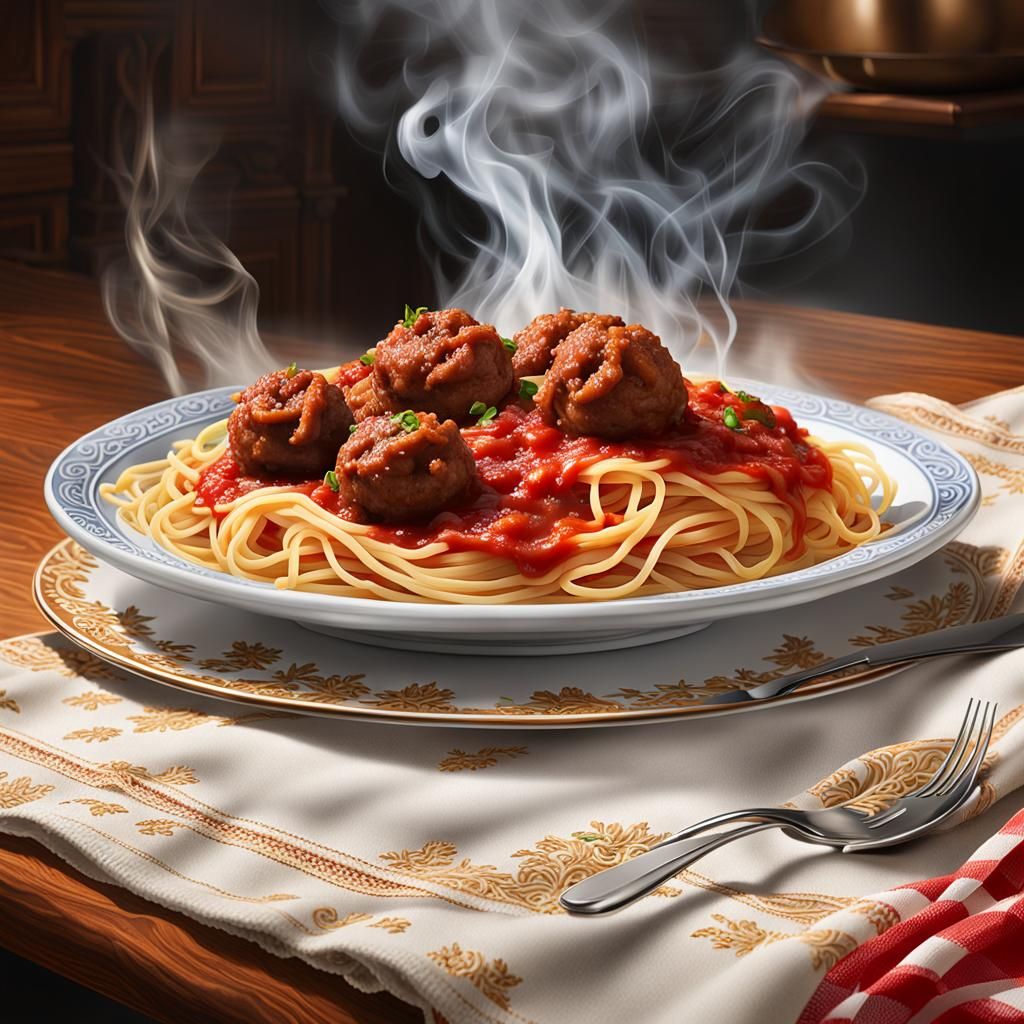 Steaming Hot Spaghetti and Meatballs