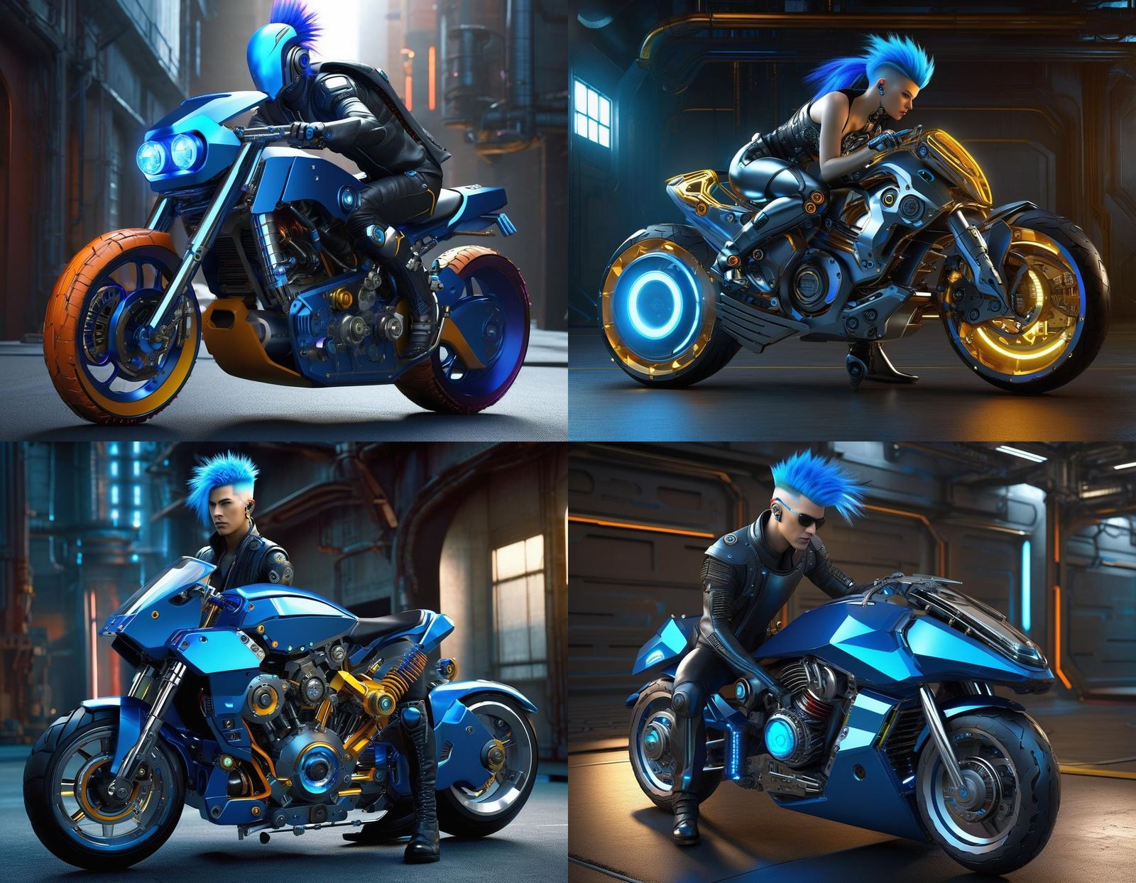 Biopunk ::bio-kinetic::cybernetic::cyborg male::spikey blue ...