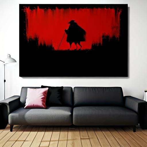 Abstract Red and Black Canvas Oil Painting