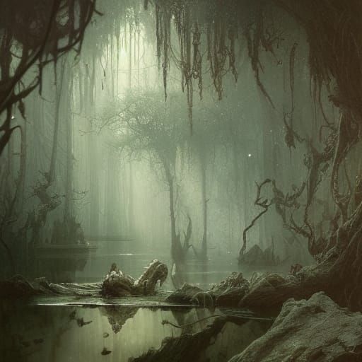 A very un-cozy overgrown forest river