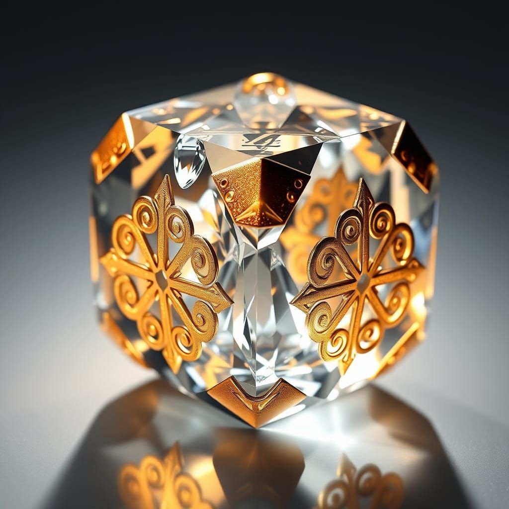 Diamond and Gold Cube Dice  by @Tabata Giugni