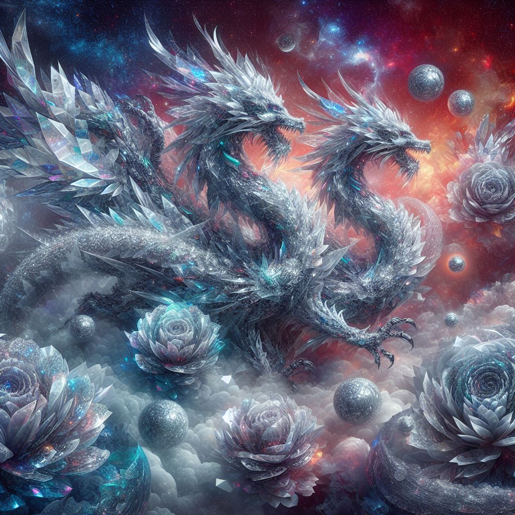 Crystal dragons and roses