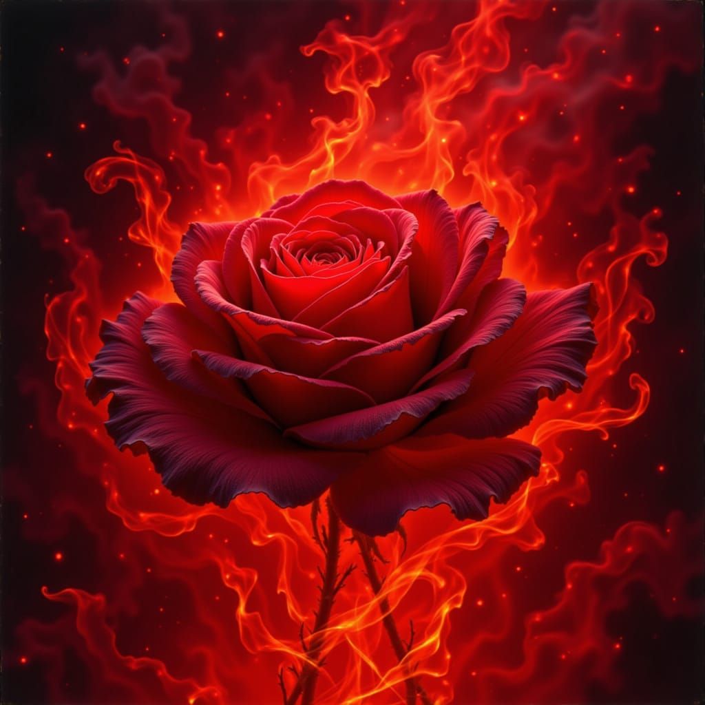 <lora:The Red Touch of Red:1.0> red rose of red fire