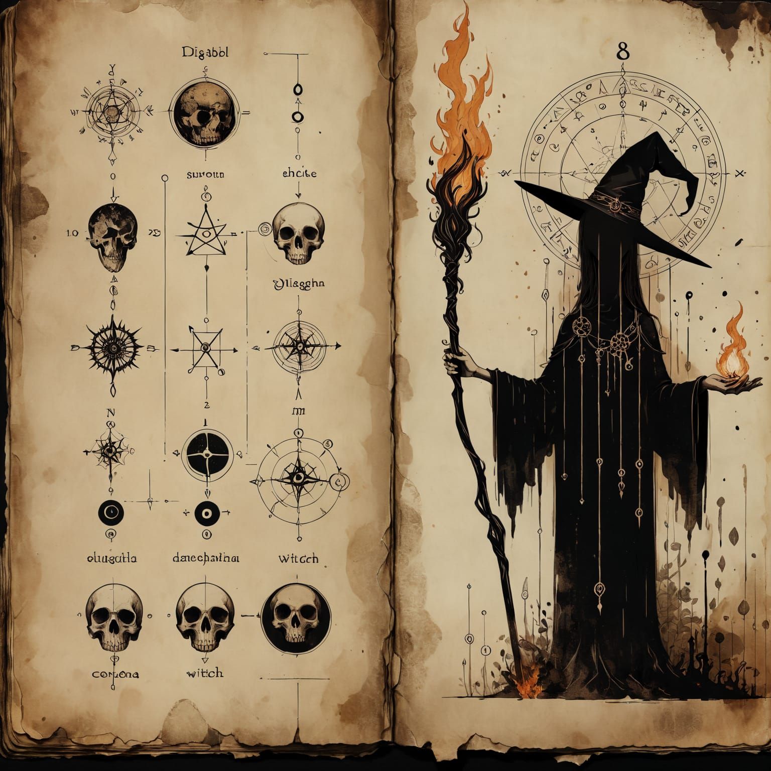 Pages from a witch's diary: Schematic of the spell