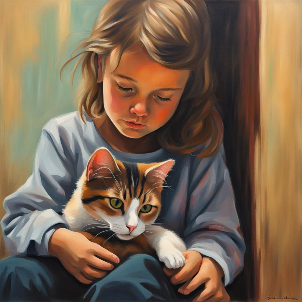 Child and Cat  by @StormCrow