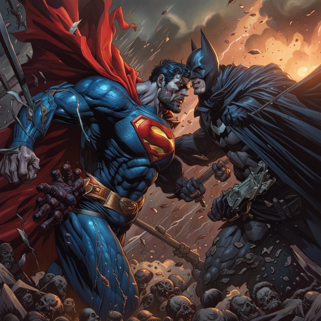 Superman and Batman Battling eachother. - AI Generated Artwork ...