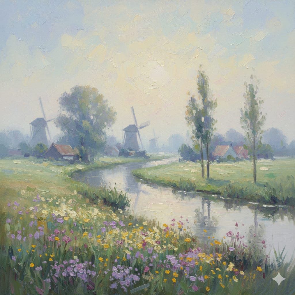 Landscape, The Netherlands, impressionist style