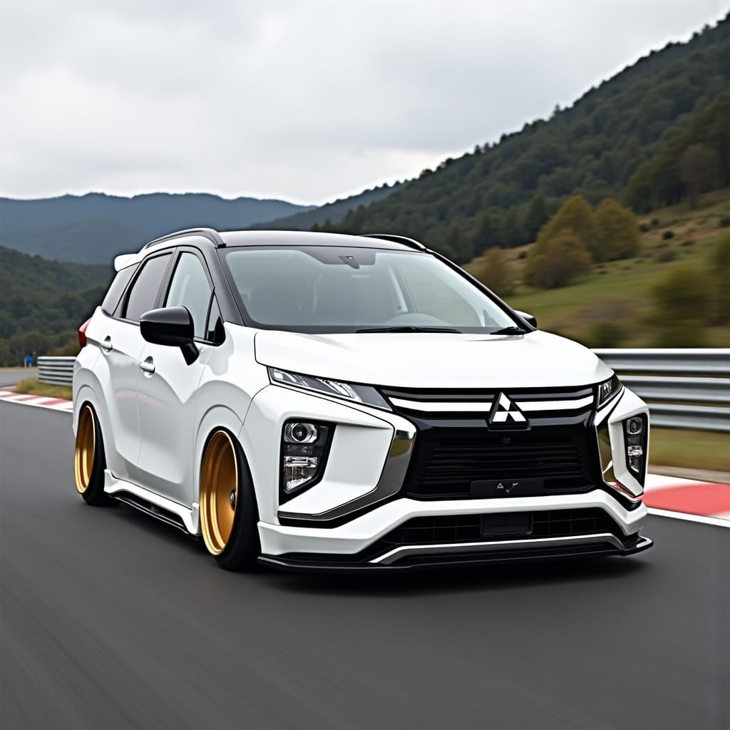 a white 2017 Mitsubishi Xpander front view with wedssport tc...