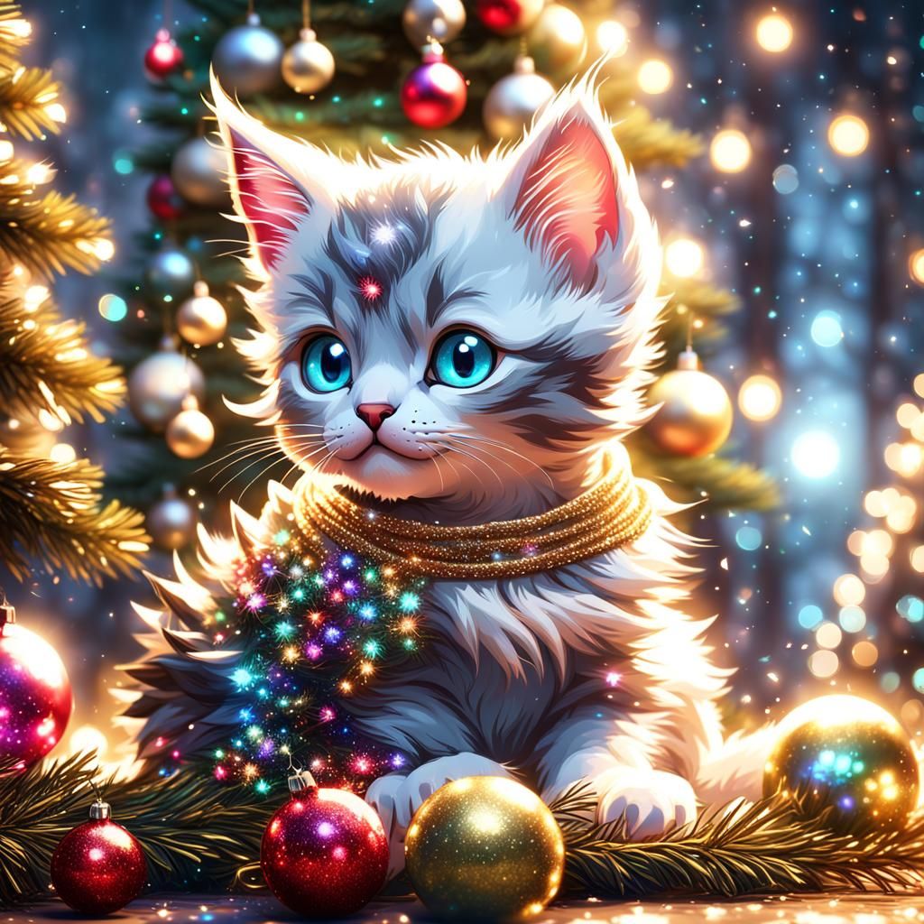 The Christmas Kitten - AI Generated Artwork - NightCafe Creator