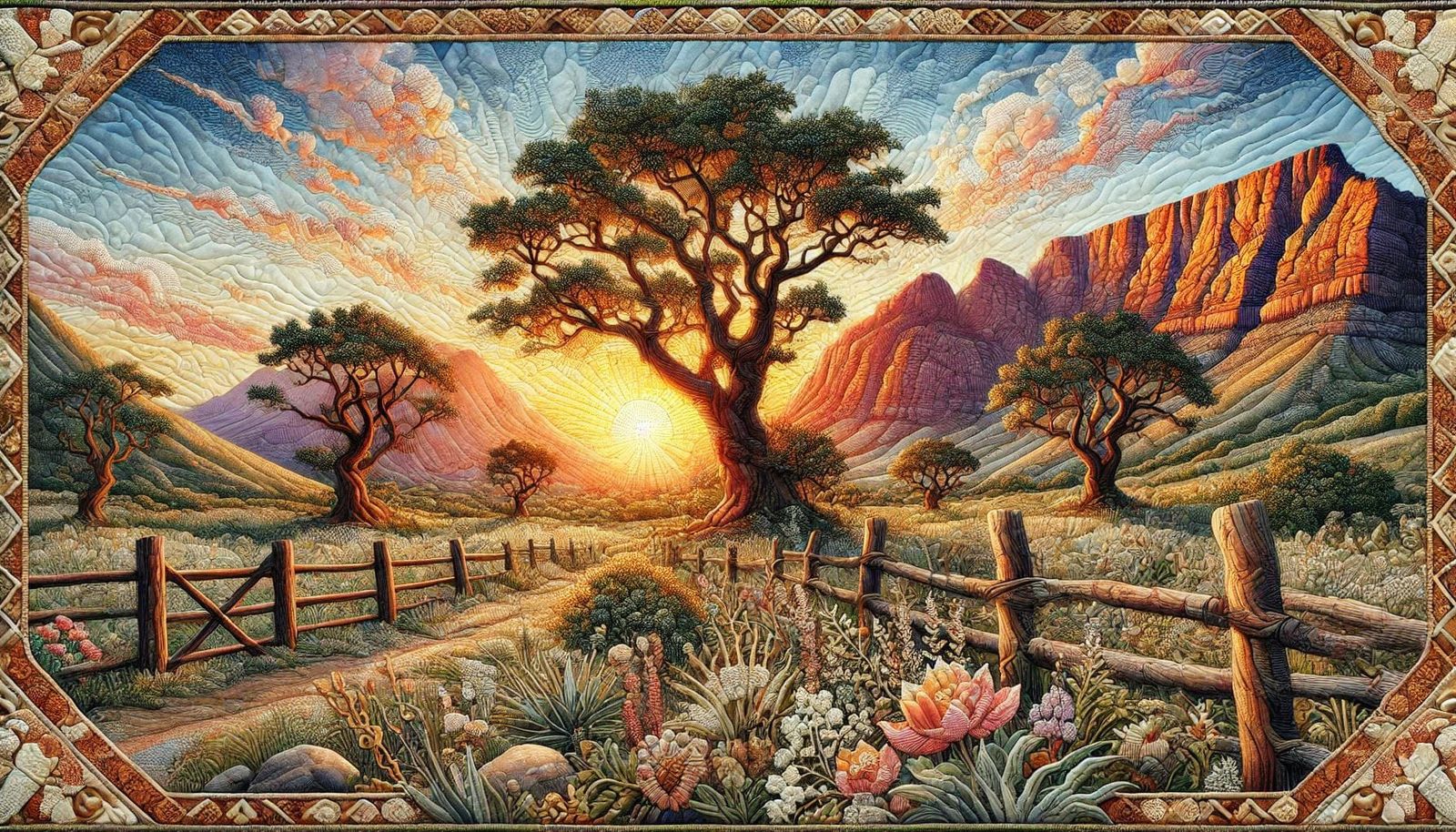 Sunset in Magaliesberg in quilt-craft 🌅 04