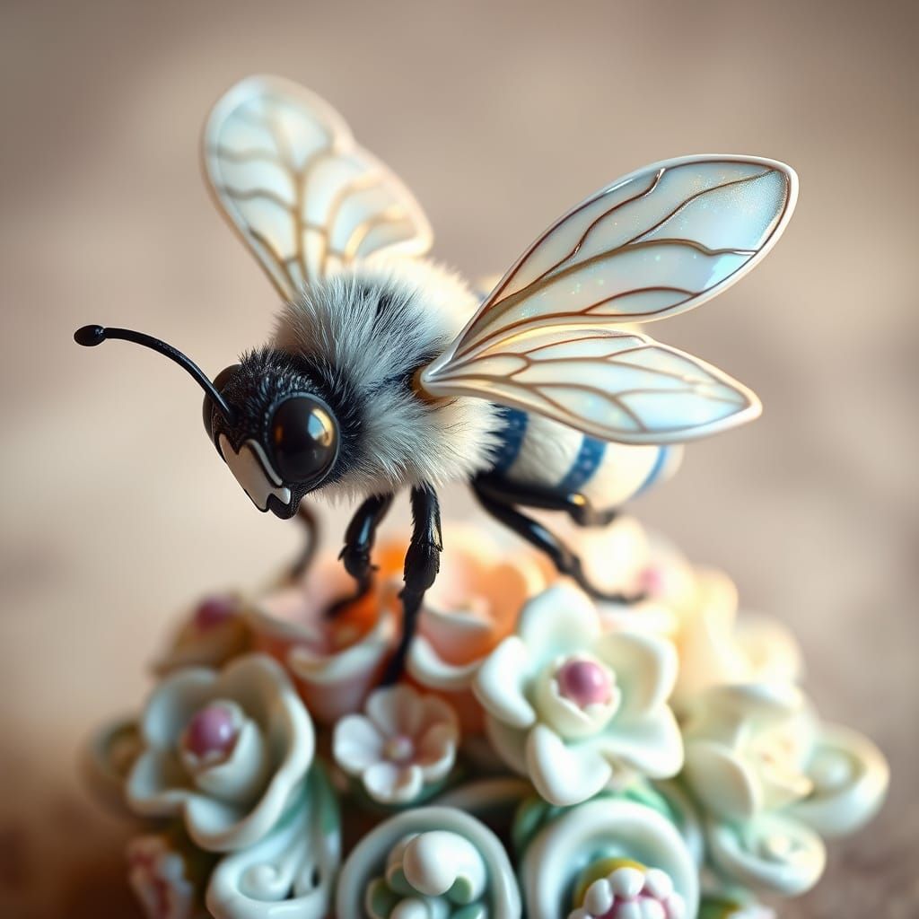 💙🐝🤍 Porcelain Bee 🤍🐝💙  by @SLeigh