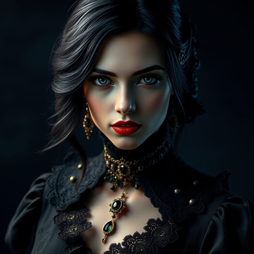 Ethereal Goth Beauty in Victorian Attire