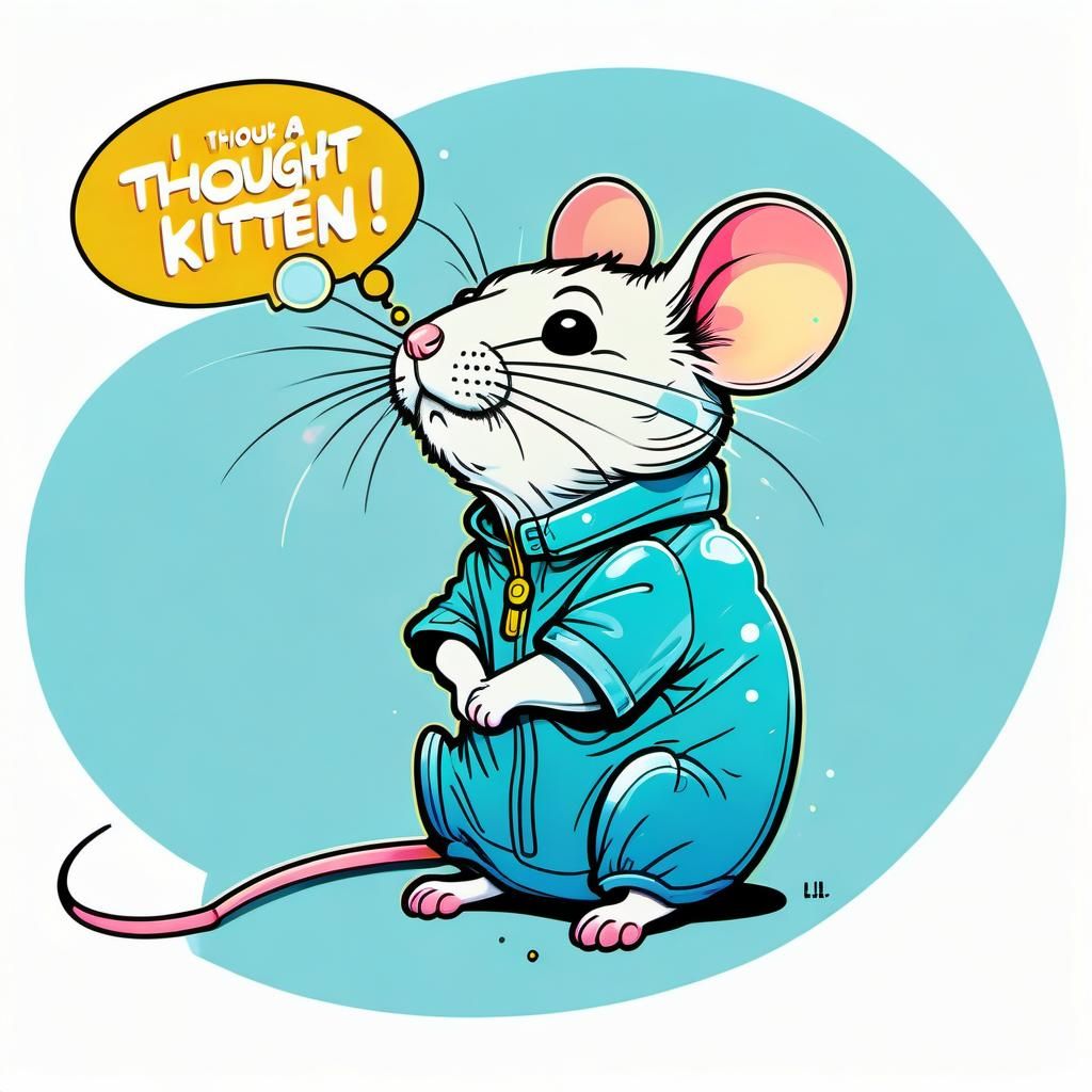 A mouse with a large transparent thought bubble above his he...