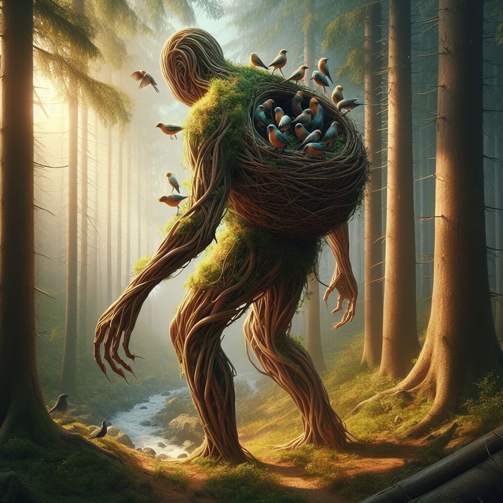 bird nest inside tree elemental back