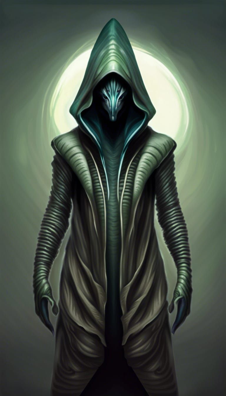 Hooded alien creature