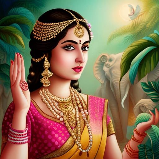 Laksmi goddess with beautiful and charming face - AI Generated Artwork ...