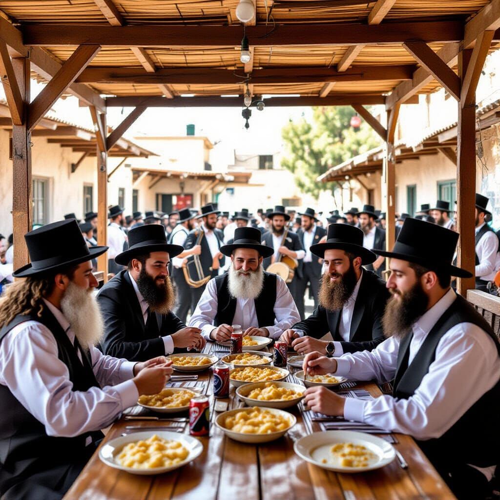 Men in Traditional Dress Celebrate Sukkot in Jerusalem