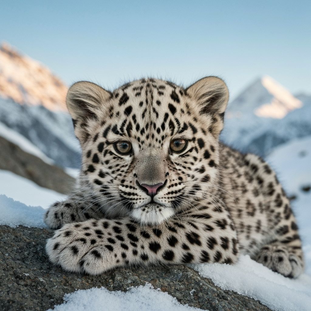 An adorable snow cute leopard   by @ericde