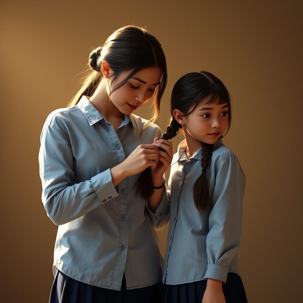 Sisters in Warm Golden Light
