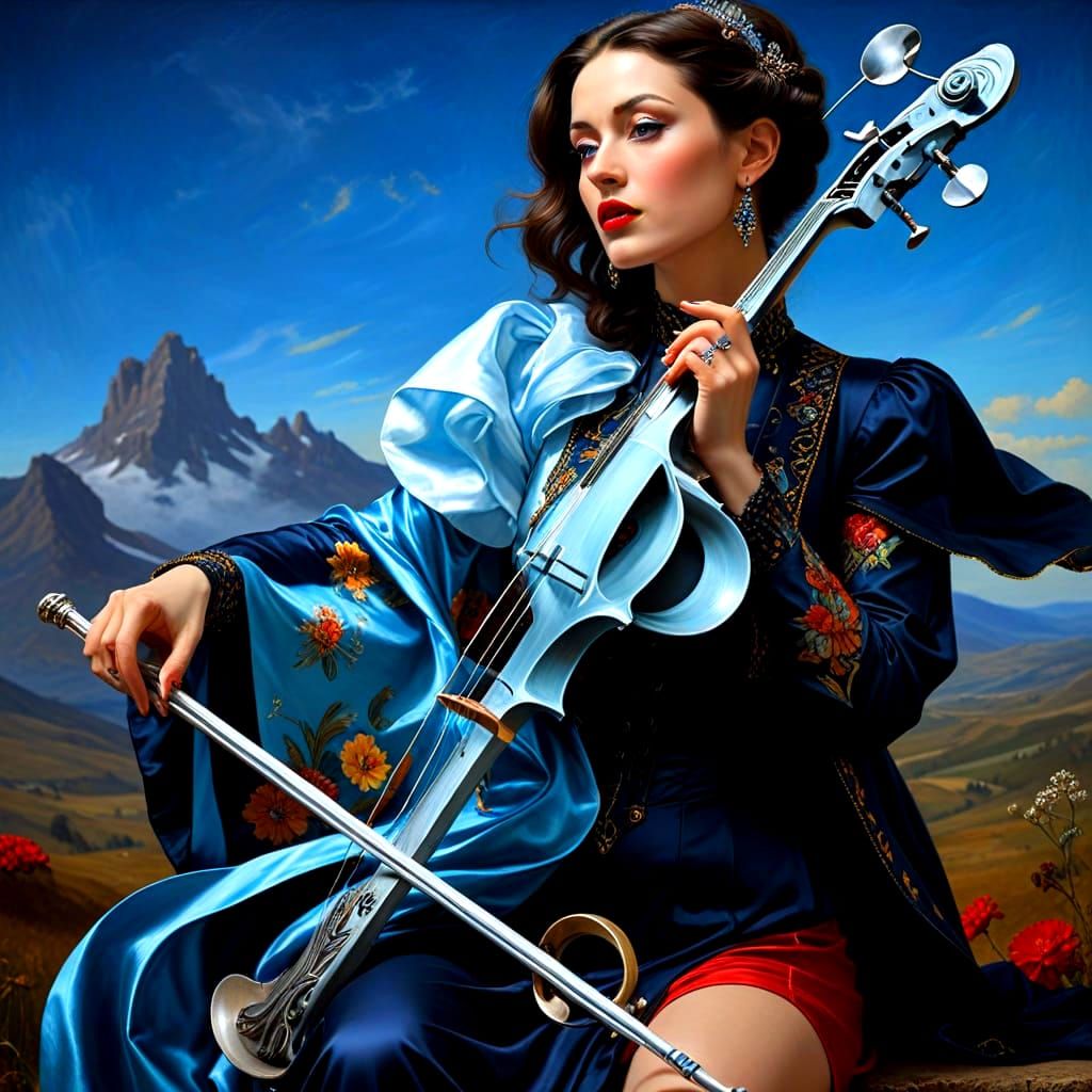 Surrealistic Portrait of a Happy Lady in Vibrant Surrounding...