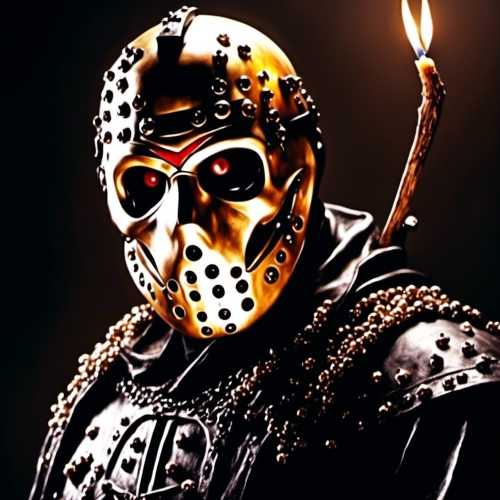 hyperdetailed dynamic lighting hyperrealism photorealism Jason Voorhees <lora:Demon skull:1.0>