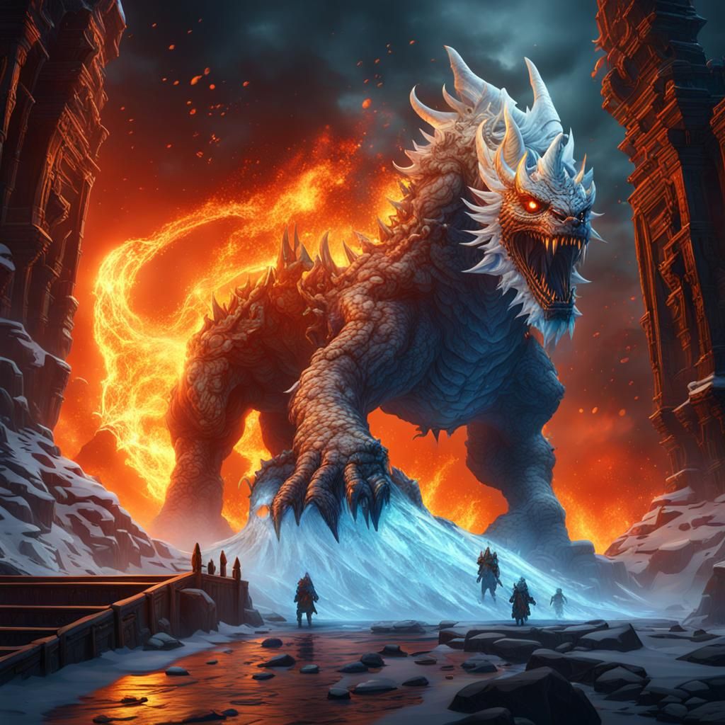 Grand entrance to a realm of fire but on the other side is i...