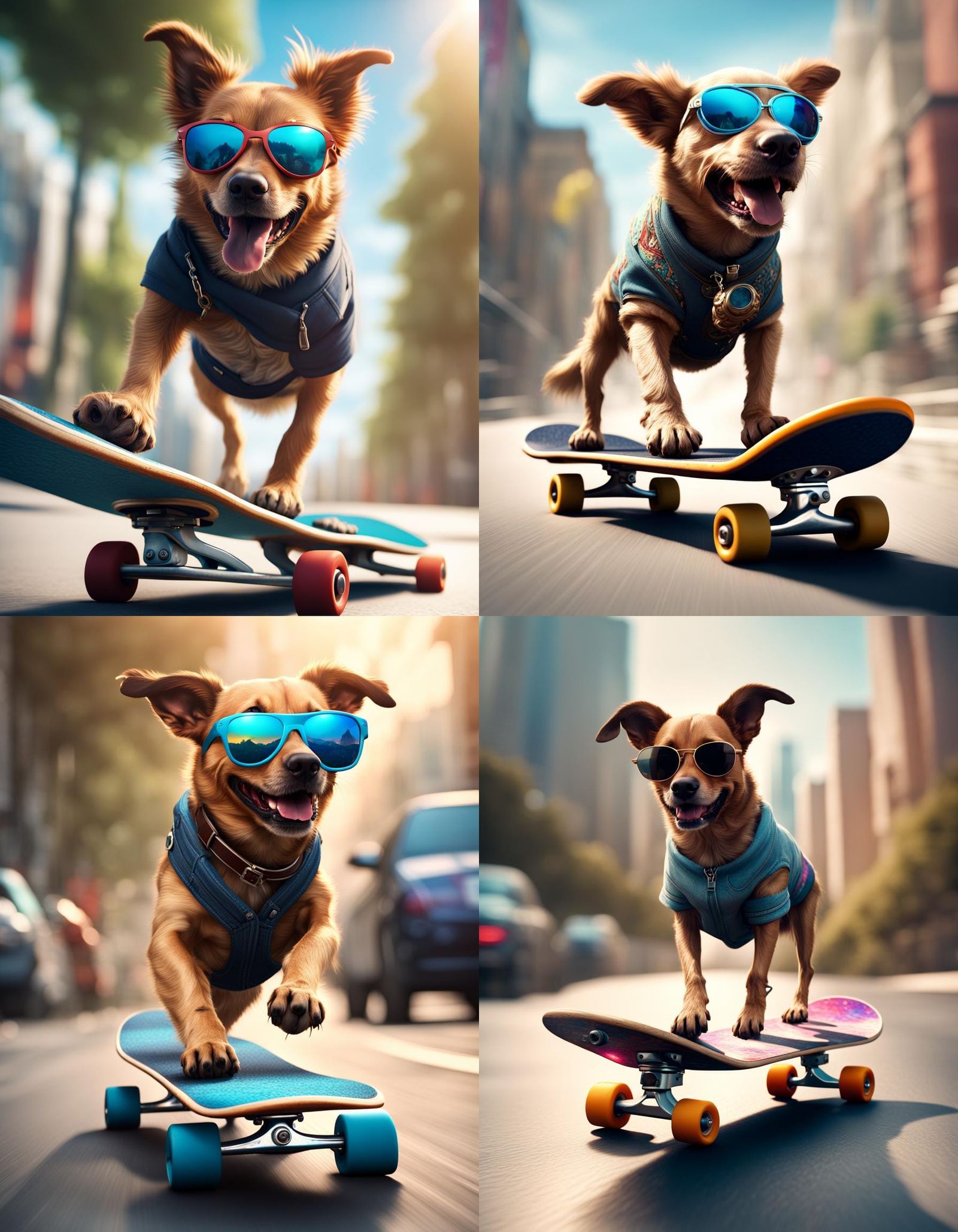 Three legged dog riding skateboard. - AI Generated Artwork - NightCafe ...