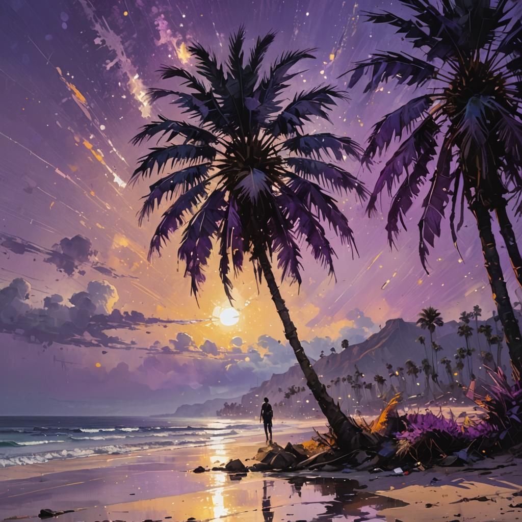 Palm Tree with Purple Sky  by @Sardine