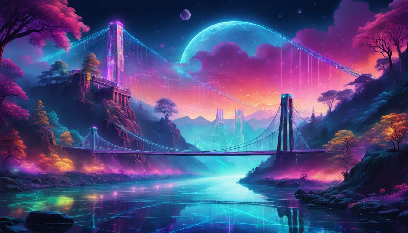 A futuristic suspension bridge